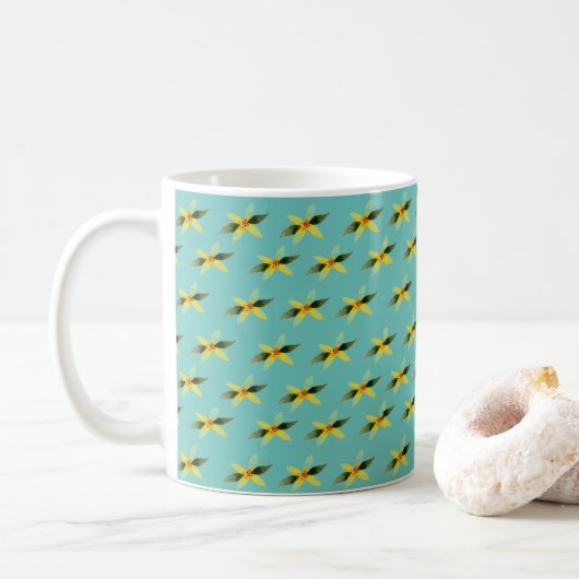 Ceramic mug with olive blossom pattern koffiemok (Met donut)