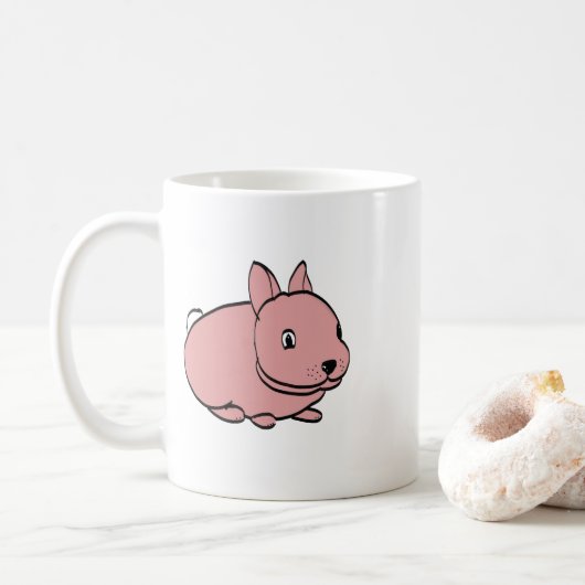 Ceramic mug with pink rabbit design koffiemok (Met donut)