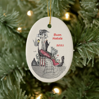 Ceramic Oval Ornament-Venice Italy Keramisch Ornament