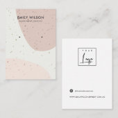 CERAMIC PEACH PINK BLUSH WAVE STUD EARRING DISPLAY VISITEKAARTJE (Voorkant / Achterkant)