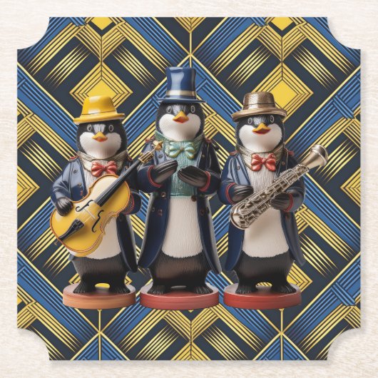 Ceramic Penguin Band Coaster Kartonnen Onderzetters (Voorkant)