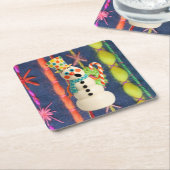 Ceramic Scarf Snowman Coaster Vierkante Kartonnen Onderzetter (Schuin)