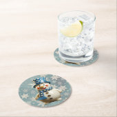 Ceramic Snowman Coaster Ronde Kartonnen Onderzetter (Insitu)