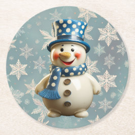 Ceramic Snowman Coaster Ronde Kartonnen Onderzetter