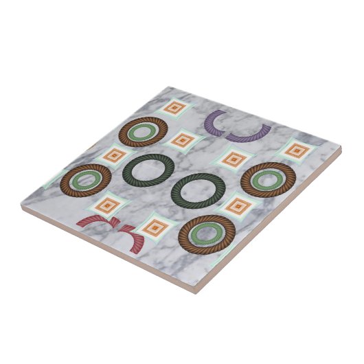 Ceramic Tegel White Marble Abstract Tegeltje (Zijkant)