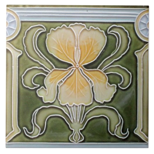 Ceramic Tile - Art Nouveau Iris Border Tile Tegeltje (Voorkant)