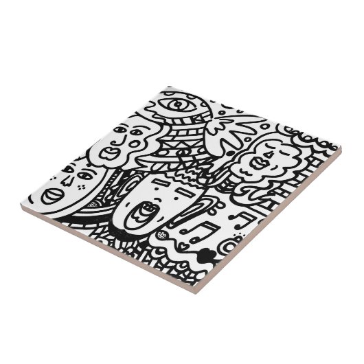 Ceramic Tile - Black and White Tegeltje (Zijkant)