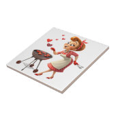 Ceramic Tile Cooking Love Red Hearts Tegeltje (Zijkant)