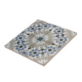 Ceramic Tile - Floral Designer Blue Grey Replica Tegeltje (Zijkant)