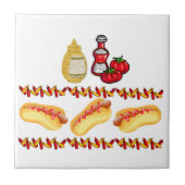 Ceramic Tile Hotdogs Ketchup Mustard Tegeltje (Voorkant)