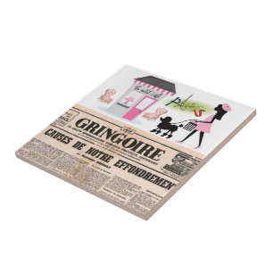 Ceramic Tile Paris France Newspaper Tegeltje
