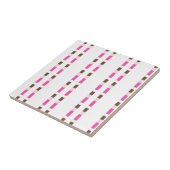 Ceramic Tile Pink Brown White Stripe Tegeltje (Zijkant)