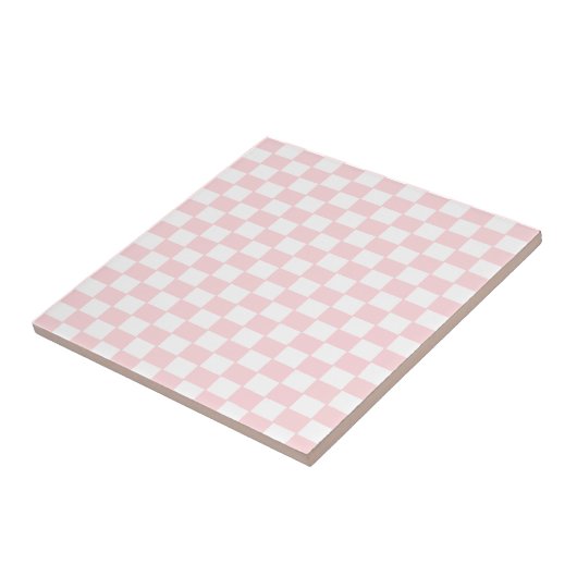 Ceramic Tile Pink & White Square Tegeltje (Zijkant)