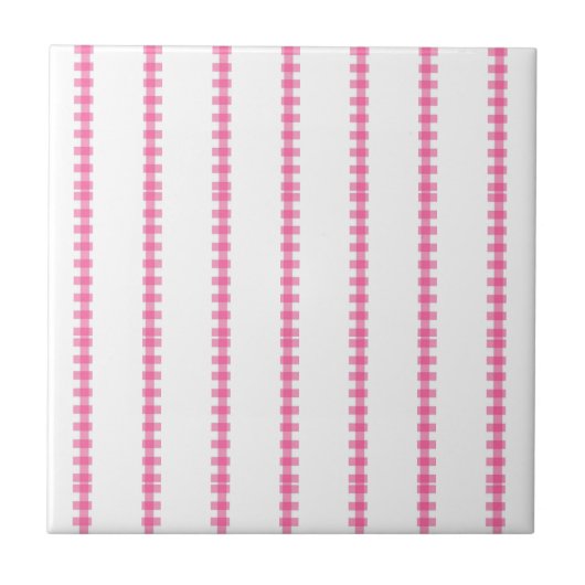 Ceramic Tile Pink & White Stripe Square Tegeltje (Voorkant)