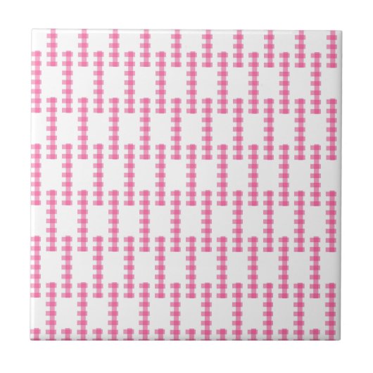 Ceramic Tile Pink & White Stripe Square Tegeltje (Voorkant)
