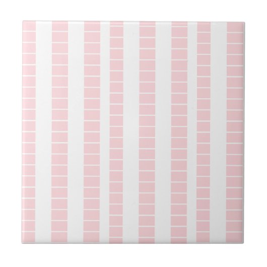 Ceramic Tile Pink & White Stripe Tegeltje (Voorkant)