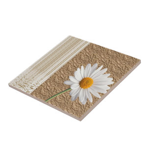 Ceramic Tile White Daisy Floral Tegeltje