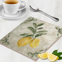 Ceramic Tile with Vintage Lemons Tegeltje