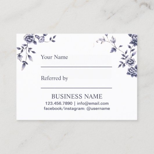 Céramique Bleu Floral Beauté Salon Référence (Dos)