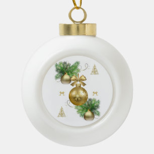 Céramique Boule de Noël en céramique, Boules dorées