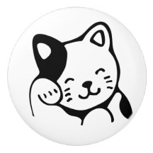 Bouton de porte en céramique. Chat.