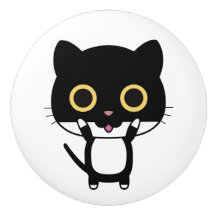 Bouton de porte en céramique. Chat.