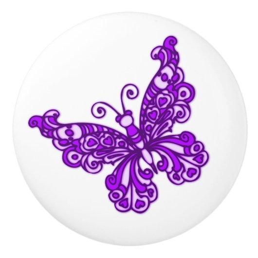 Céramique Bouton de porte en forme de papillon capricieux en (Devant)