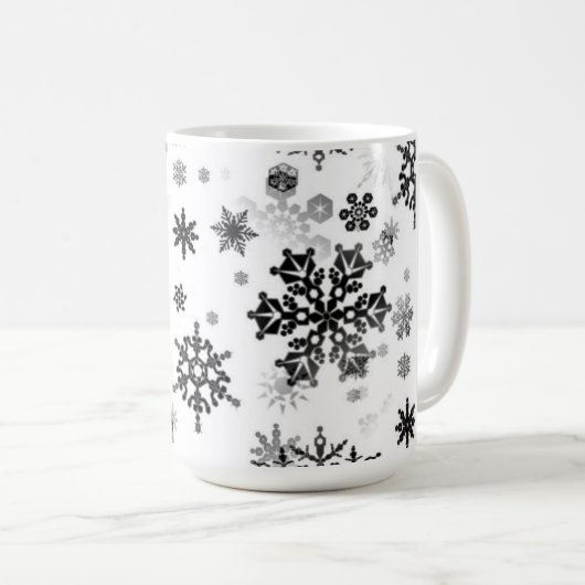 Céramique Café Mug Black Snowflakes (Devant droit)