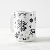Céramique Café Mug Black Snowflakes (Devant gauche)