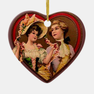 Céramique Couple victorien en ornement cardiaque