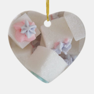 Céramique Cubes de sucre décorés Ornement en forme de coeu
