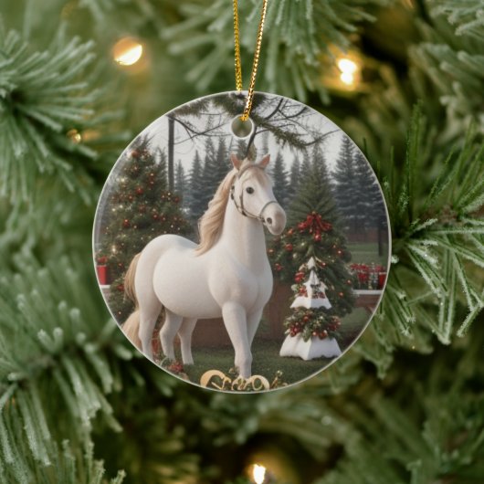 Céramique de Noël Ornements Cheval de châtaignier (Arbre)