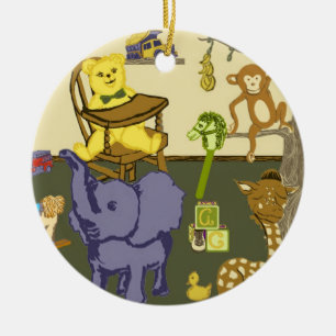 Céramique jouets de bébé en pépinière sur ornement rond