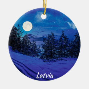 Céramique Nuit étoilée avec pleine lune Décoration en cérami