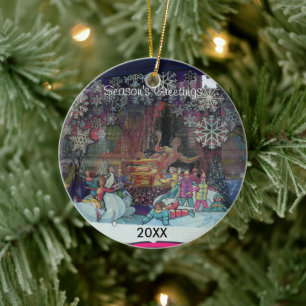 Céramique Ornement de fenêtre de magasin de Noël en ville