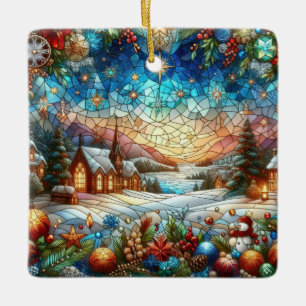 Céramique Ornement de la scène de Noël en verre tendu