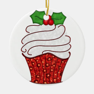 Céramique Ornement de petit gâteau de Noël en rouge
