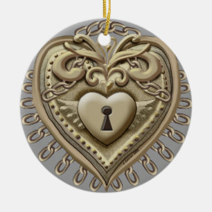 Céramique Ornement de serrure à coeur en or