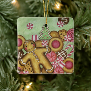 Céramique Ornement en forme de biscuit de Noël au sucre d'or