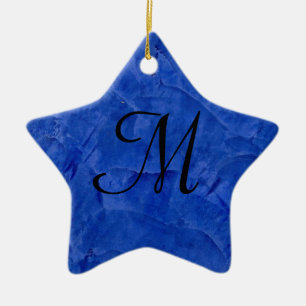 Céramique Ornement étoile monogramme en pierre fausse bleu p