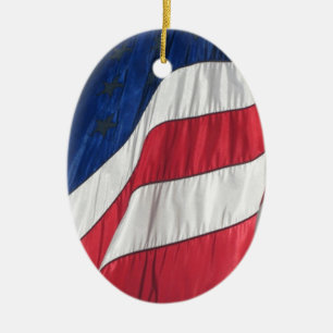 Céramique Ornement ovale en porcelaine de drapeau américain
