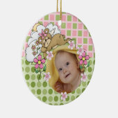 Céramique Ours en peluche rose et vert ornement de bébé (Droite)