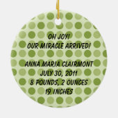 Céramique Ours en peluche rose et vert ornement de bébé (Dos)