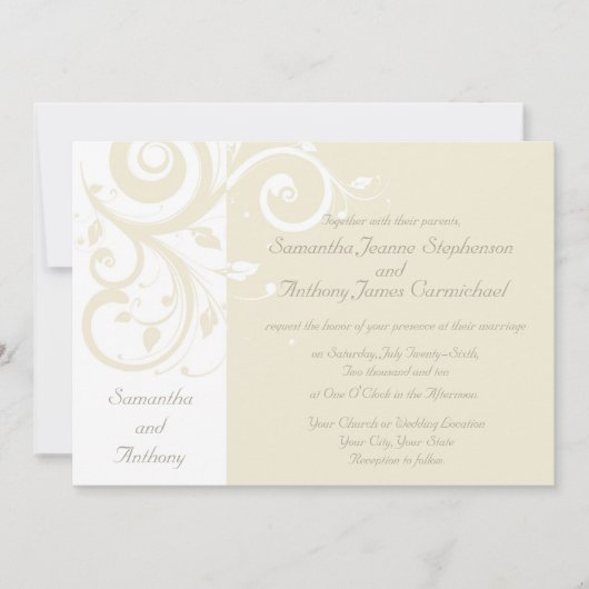 Céramique perle Inverse Swirl Wedding Invitations (Devant)