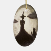 Céramique Sorcière et chat en ornement de silhouette (Droite)