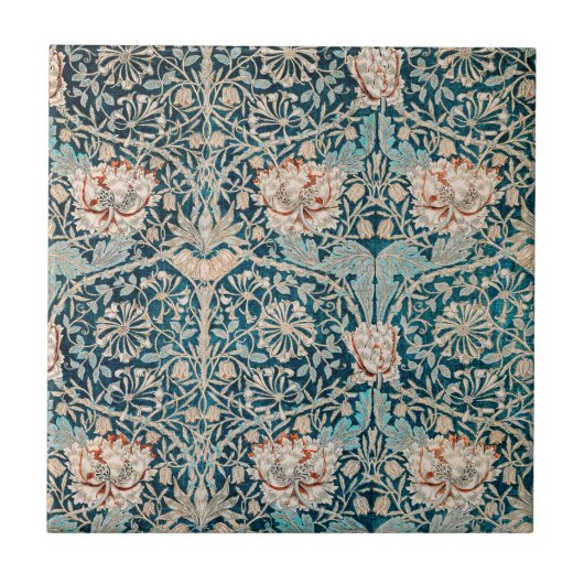 CERAMISCHE TEGEL MET WILLIAM MORRIS HONEYSUCKLE TEGELTJE (Voorkant)