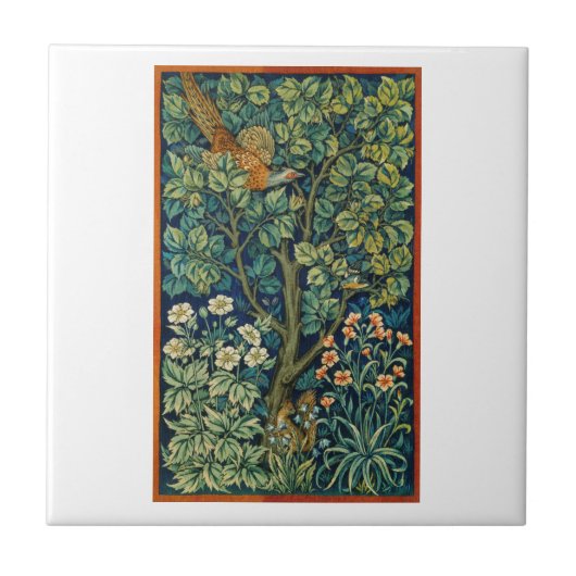 CERAMISCHE TEGEL MET WILLIAM MORRIS PHEASANT ONTWE TEGELTJE (Voorkant)