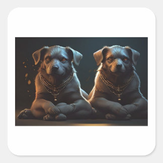 Cerberus in yoga pose vierkante sticker