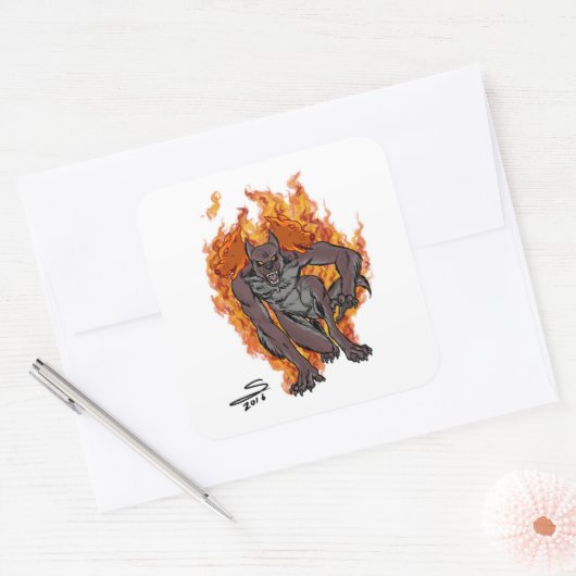 Cerberus vierkante Stickers (Envelop)