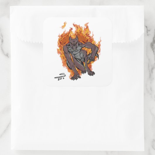 Cerberus vierkante Stickers (Tas)